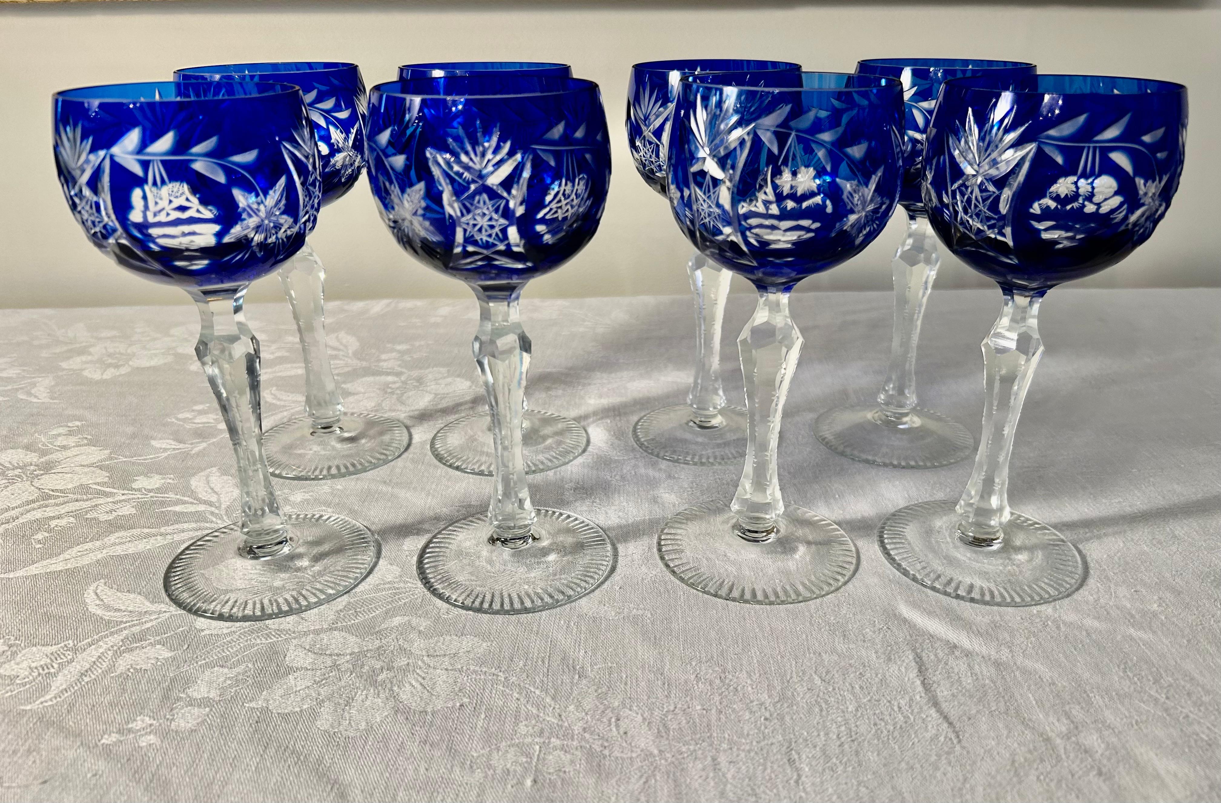 32 Piece Cobalt Bohemian Glass Stemware Set 4