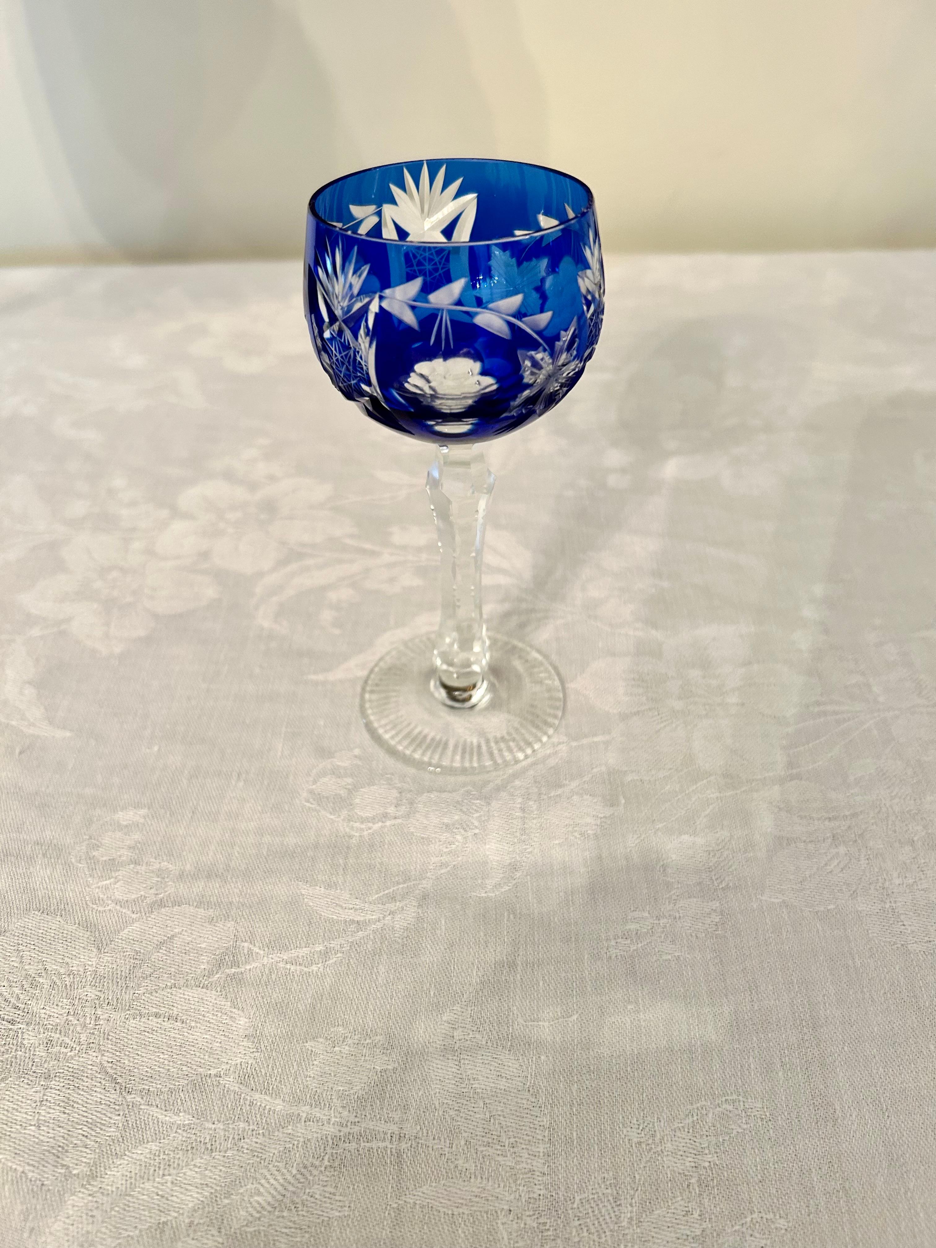 32 Piece Cobalt Bohemian Glass Stemware Set 5
