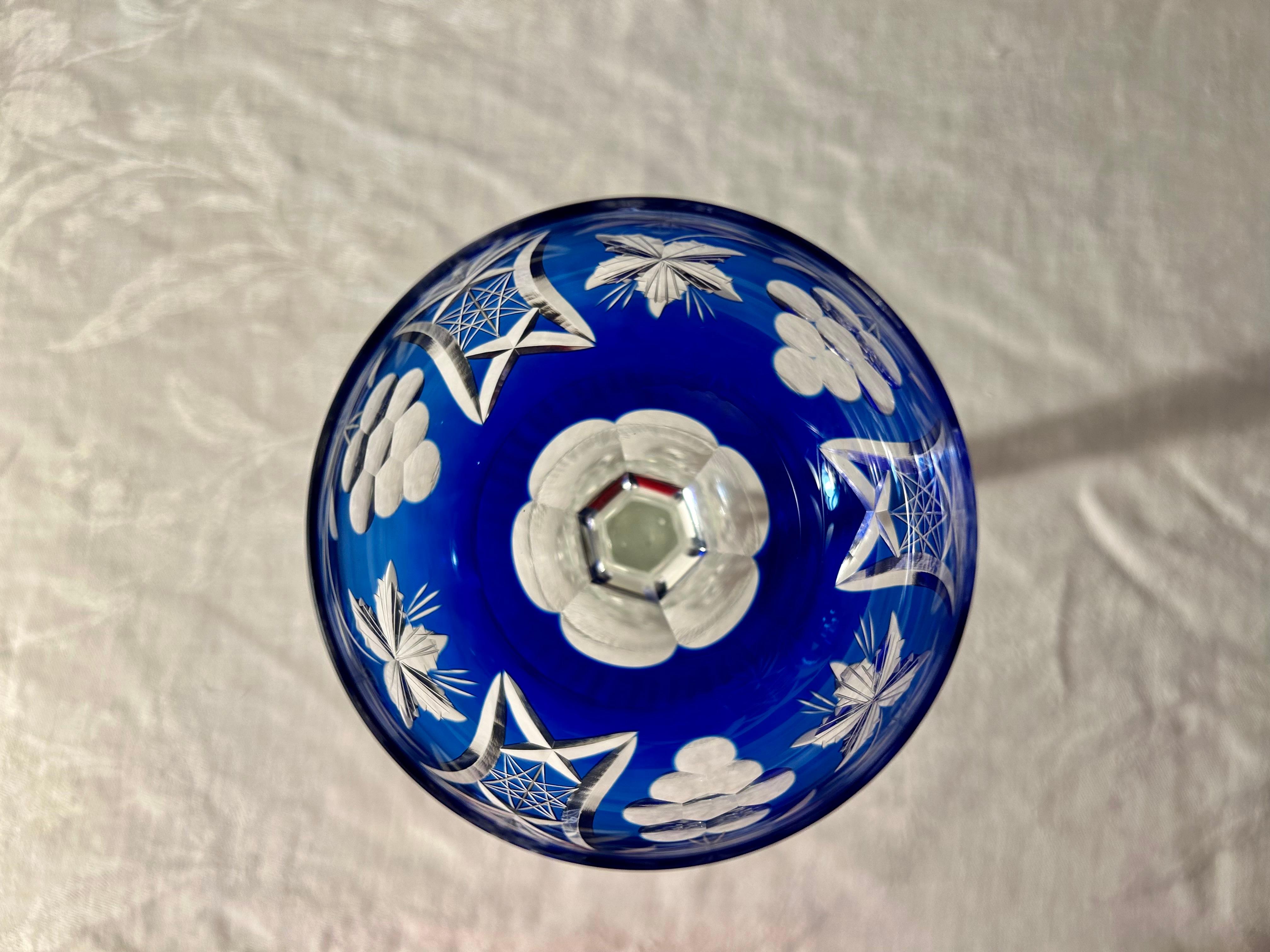 32 Piece Cobalt Bohemian Glass Stemware Set 1