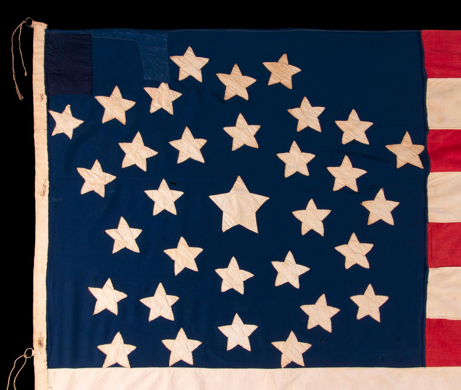 Antike amerikanische Flagge, 32 Sterne, Minnesota Statehood, ca. 1858-59 im Zustand „Gut“ im Angebot in York County, PA
