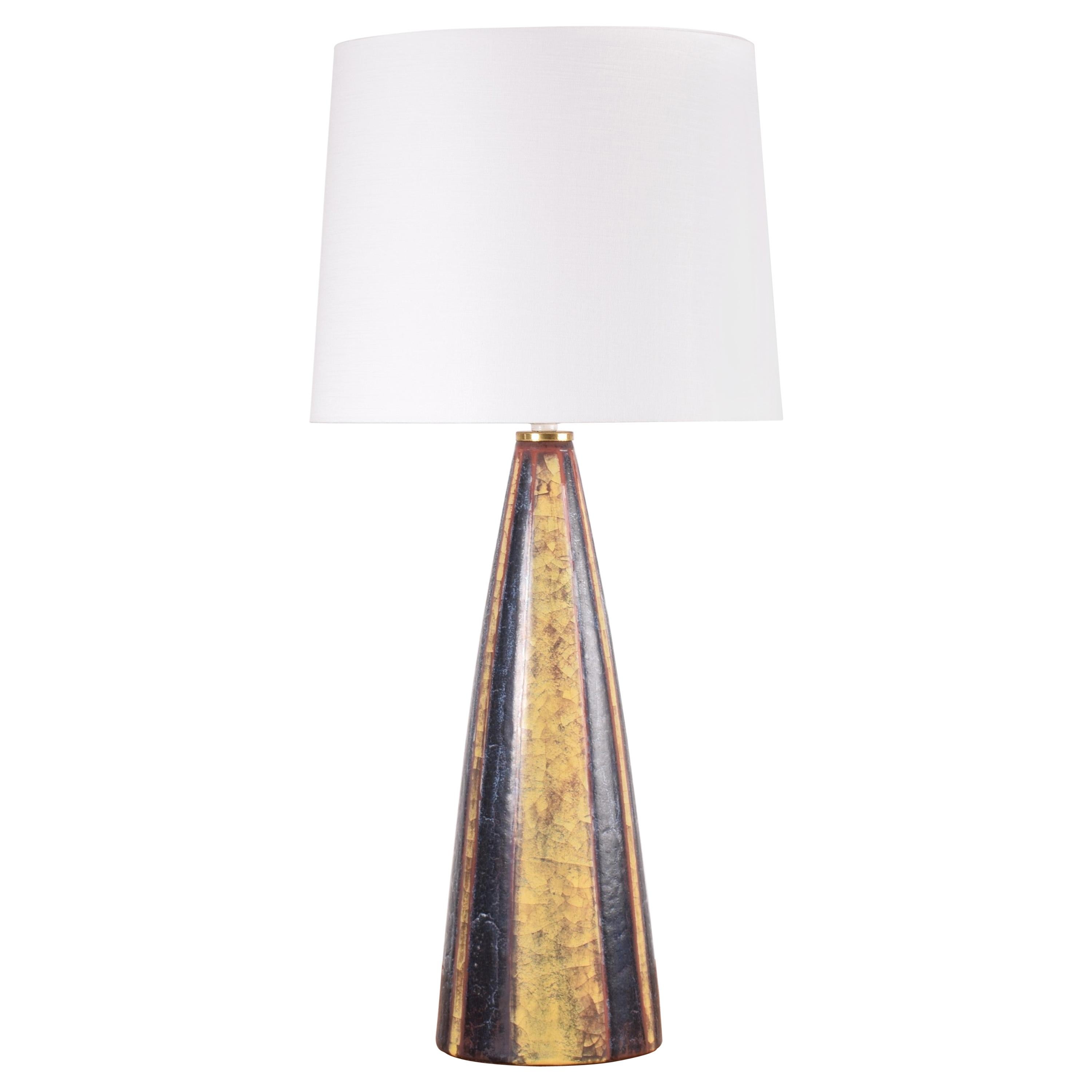 32" Tall Danish Modern Conical Ceramic Table Lamp by Michael Andersen & Son 1960