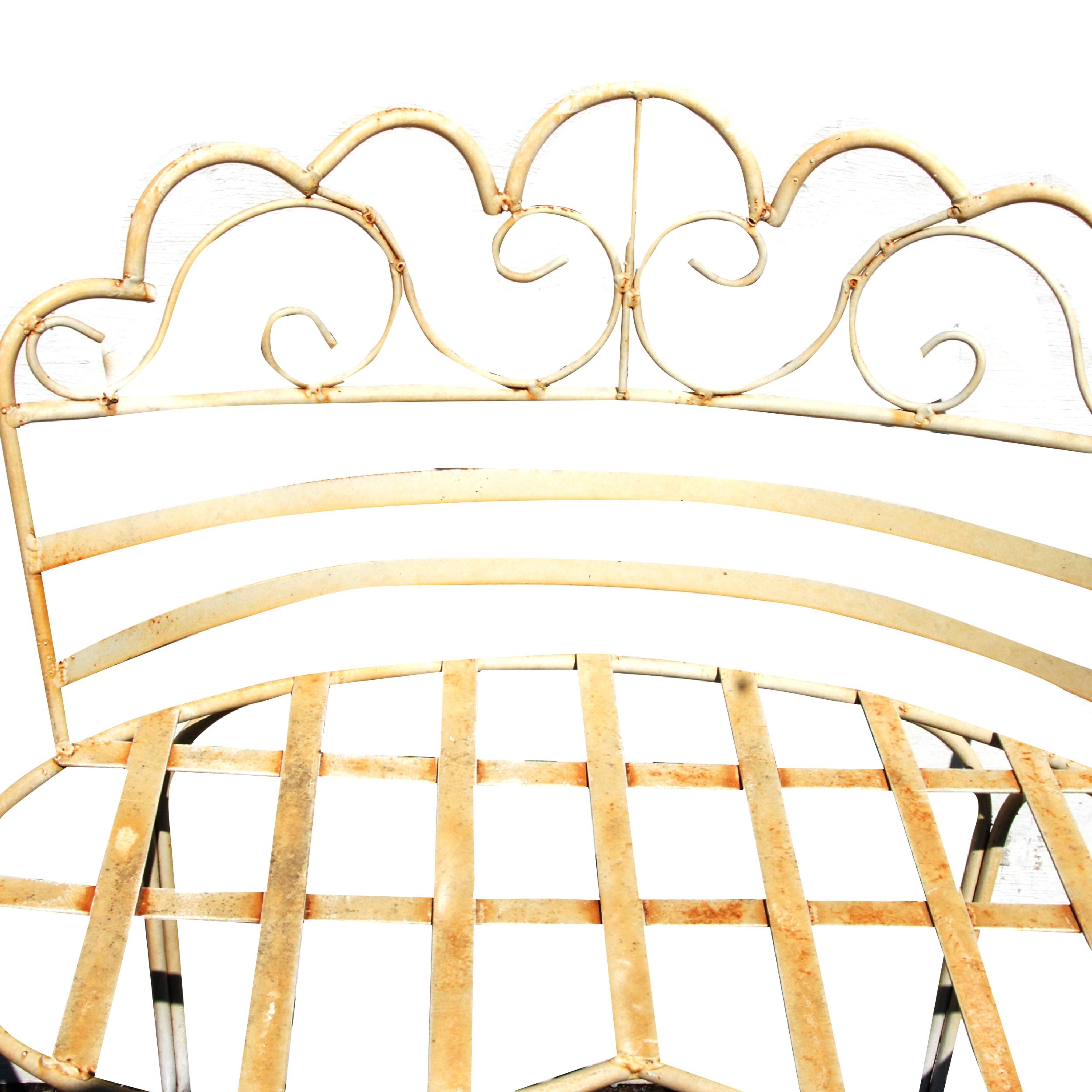 Wrought Iron Vintage Victorian Style Outdoor Settee For Sale