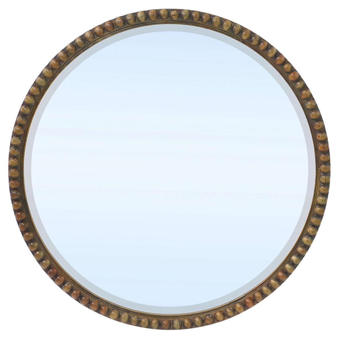 Miroir rond perlé en bois 32