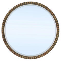 32" Wooden Round Beaded Mirror