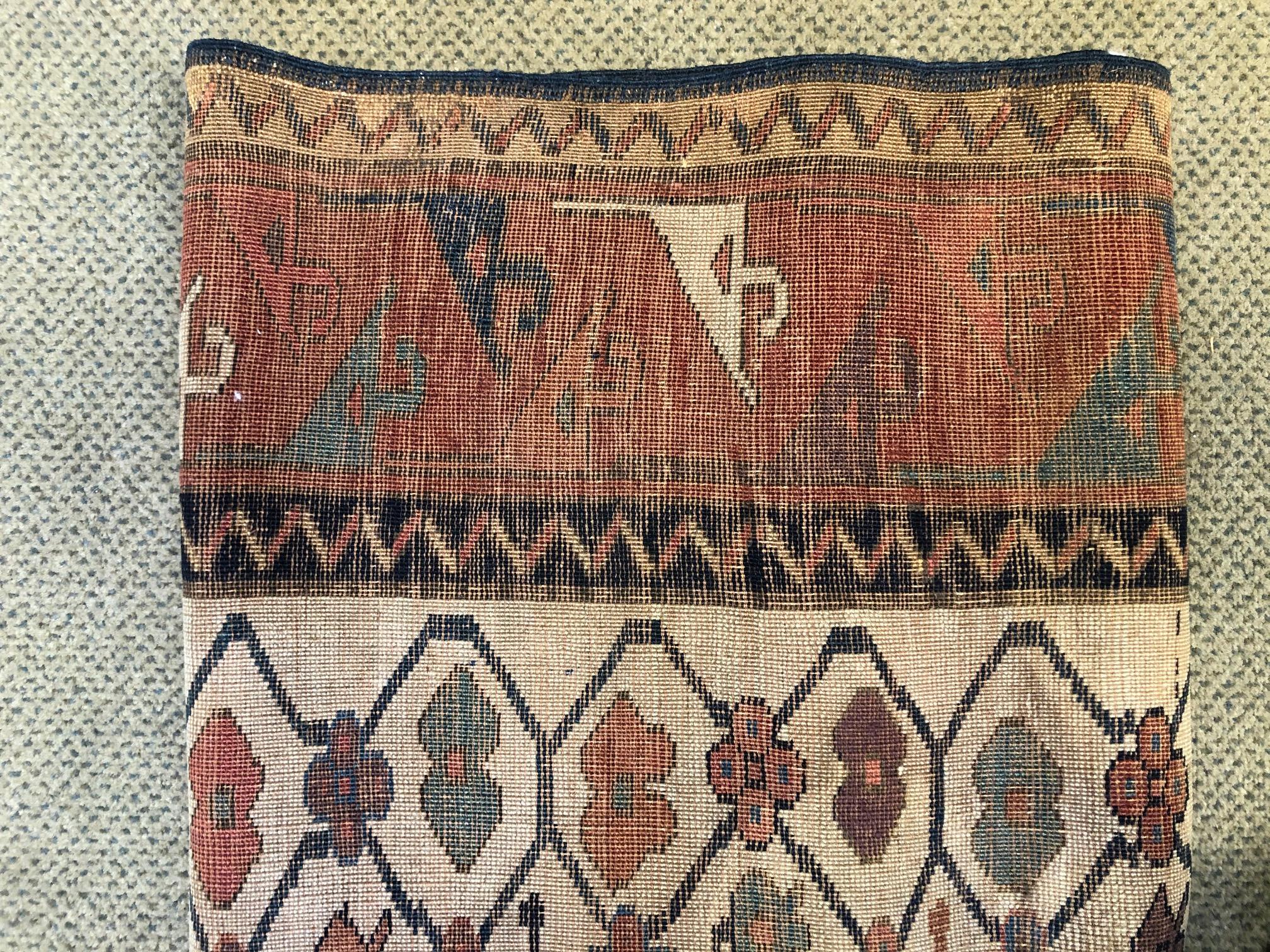 3'2'' x 10'6'' Antique Caucasian Moghan Kazak Runner Rug, Ca 1800 For Sale 7