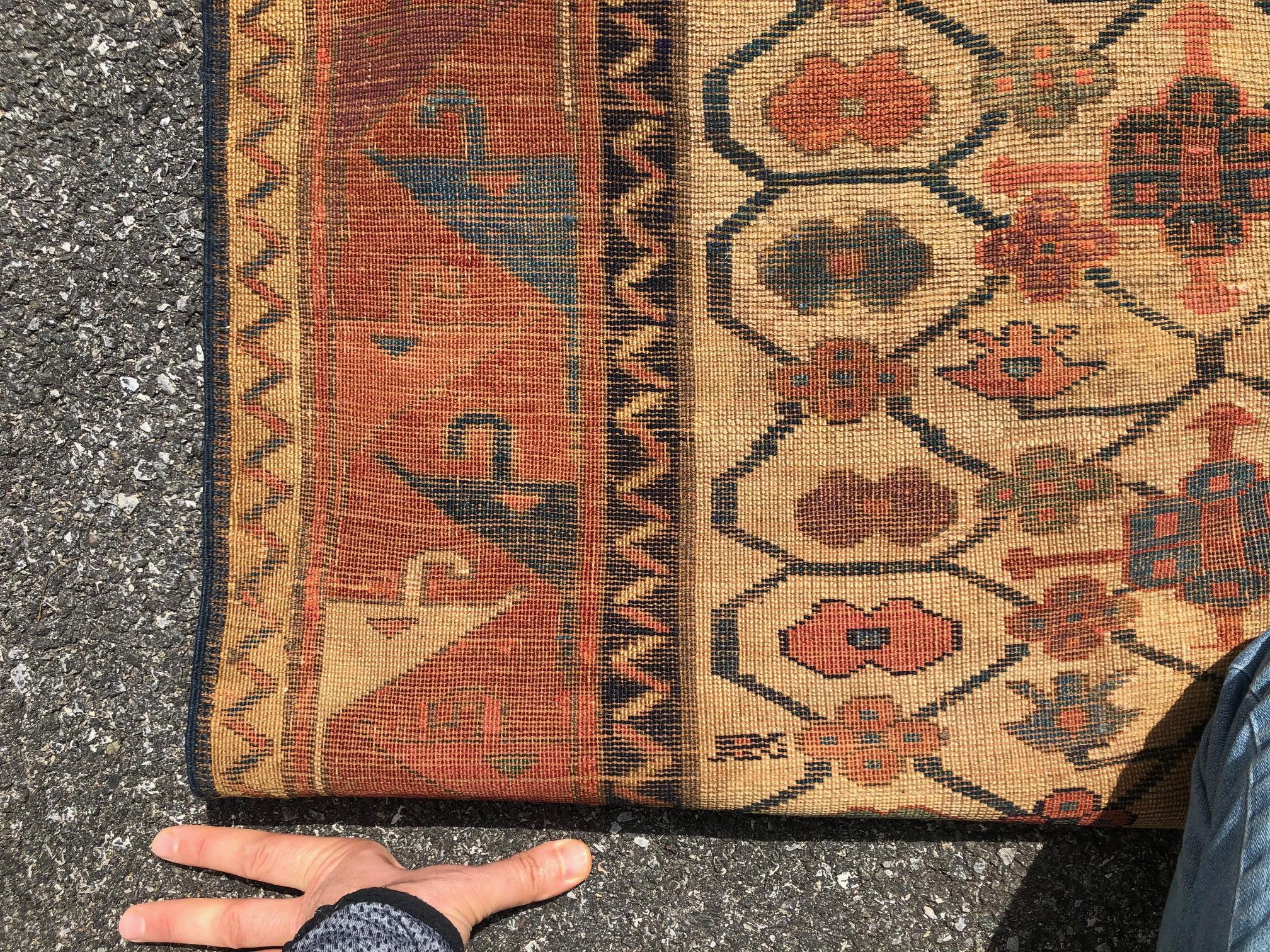 3'2'' x 10'6'' Antique Caucasian Moghan Kazak Runner Rug, Ca 1800 For Sale 2