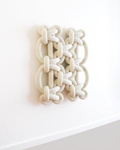 32" x 39" Knotted Fiber Art Sculpture, Macrame Wall Hanging, KNITKNOT – nubes