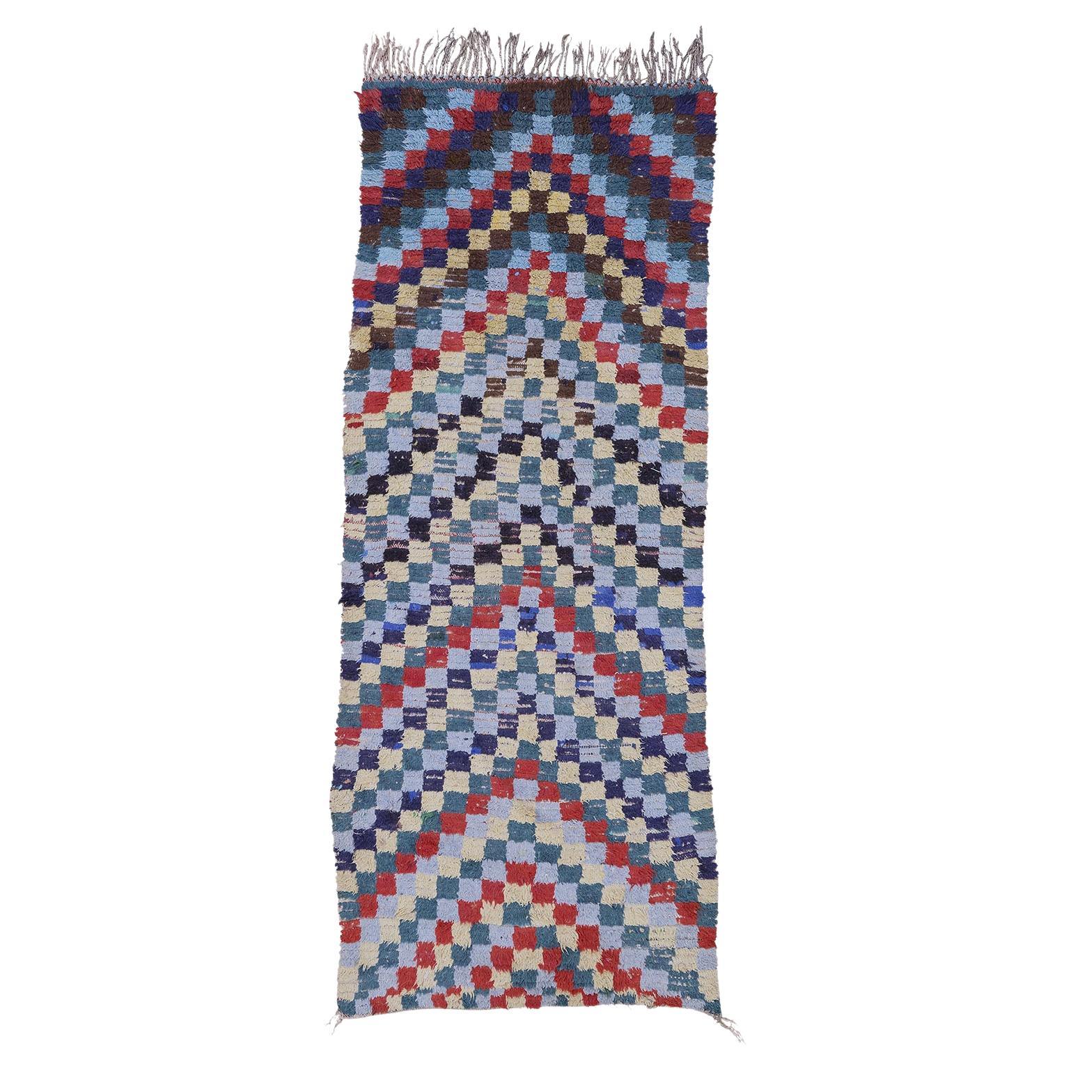 3’2” x 7’8” Bou 04 Multicolor Handmade Moroccan Cotton/Wool Boucherouite Rug