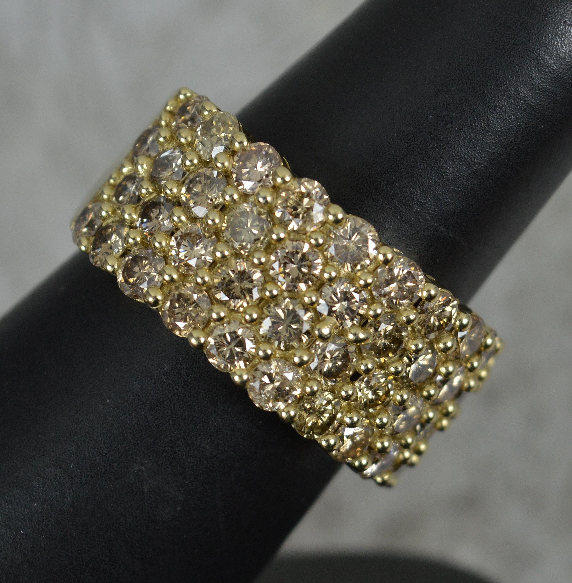3.20 Carat Champagne Diamond and 9ct Gold Cluster Band Ring 5
