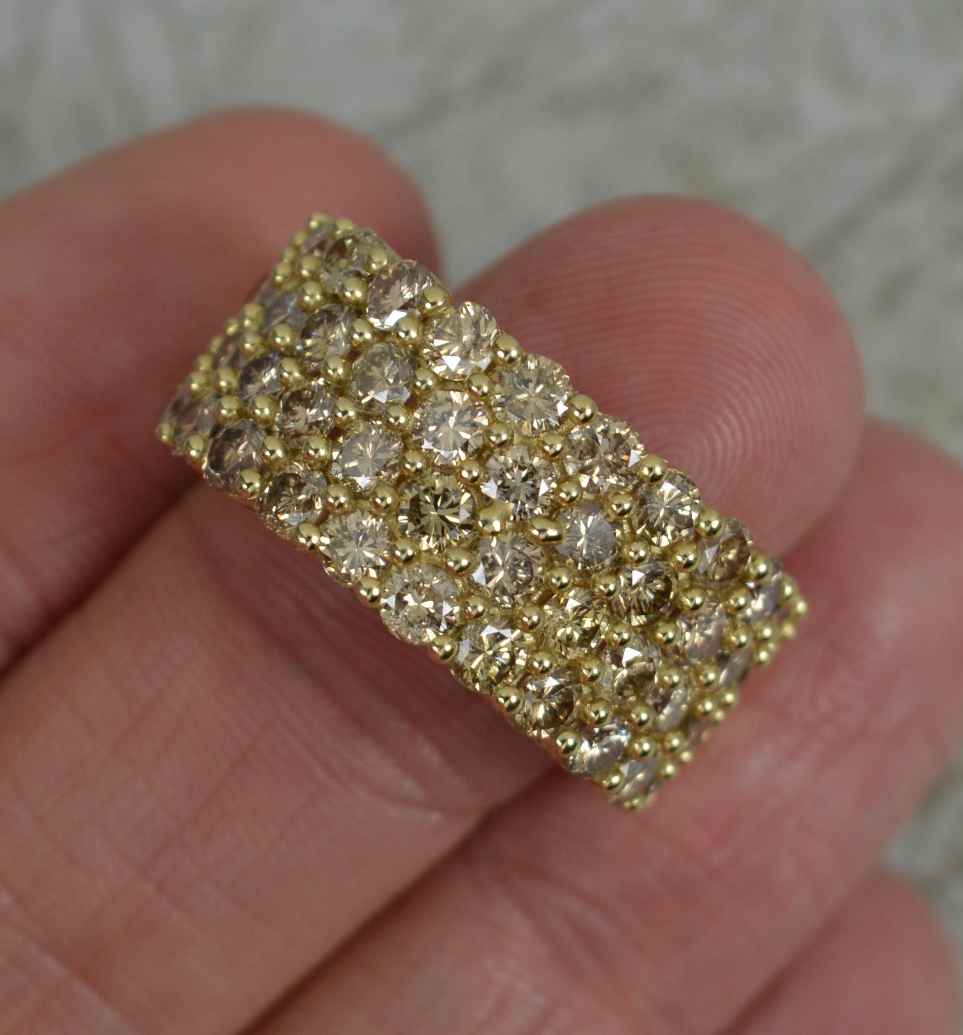 3.20 Carat Champagne Diamond and 9ct Gold Cluster Band Ring For Sale 1