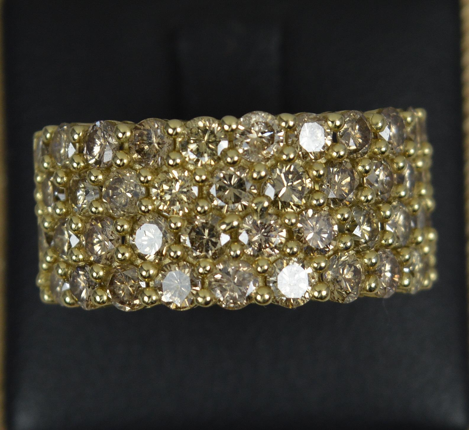 3.20 Carat Champagne Diamond and 9ct Gold Cluster Band Ring For Sale 2