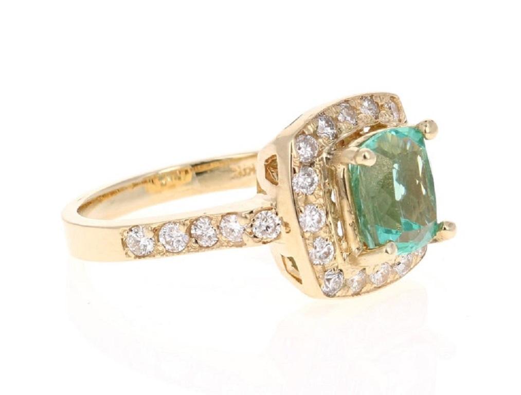 An amazingly deep and beautiful Apatite set in a gorgeous 14 Karat Yellow Gold setting with Diamonds! 

Apatites are found in various places around the world including Myanmar, Kenya, India, Brazil, Sri Lanka, Norway, Mexico and the USA. The sea