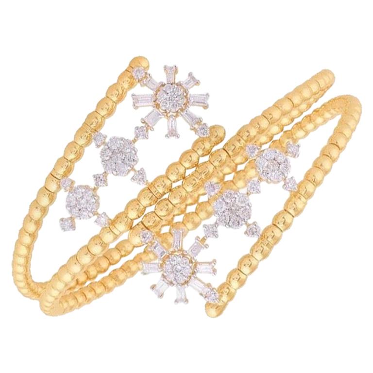 Bracelet manchette jonc en or 14 carats avec diamants de 3,20 carats