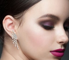 3.20 Carat Diamond 14 Karat White Gold Peacock Earrings