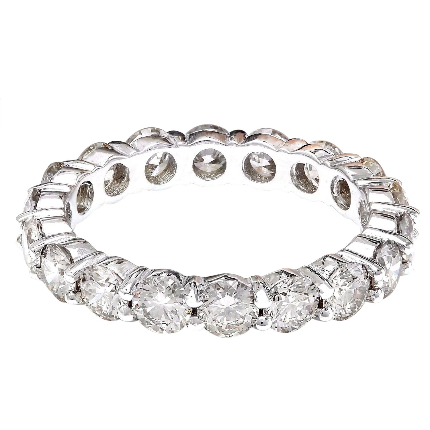 Presenting our exquisite 3.20 Carat Diamond 14K Solid White Gold Eternity Ring. Crafted from luxurious 14K White Gold, this ring features a timeless eternity style. The main attraction is the dazzling round-cut Diamond, weighing a total of 3.20