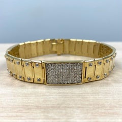 3.20 carat  Diamond Id Men's Bracelet Screw Link 14k Solid Yellow Gold 46.7 Gram