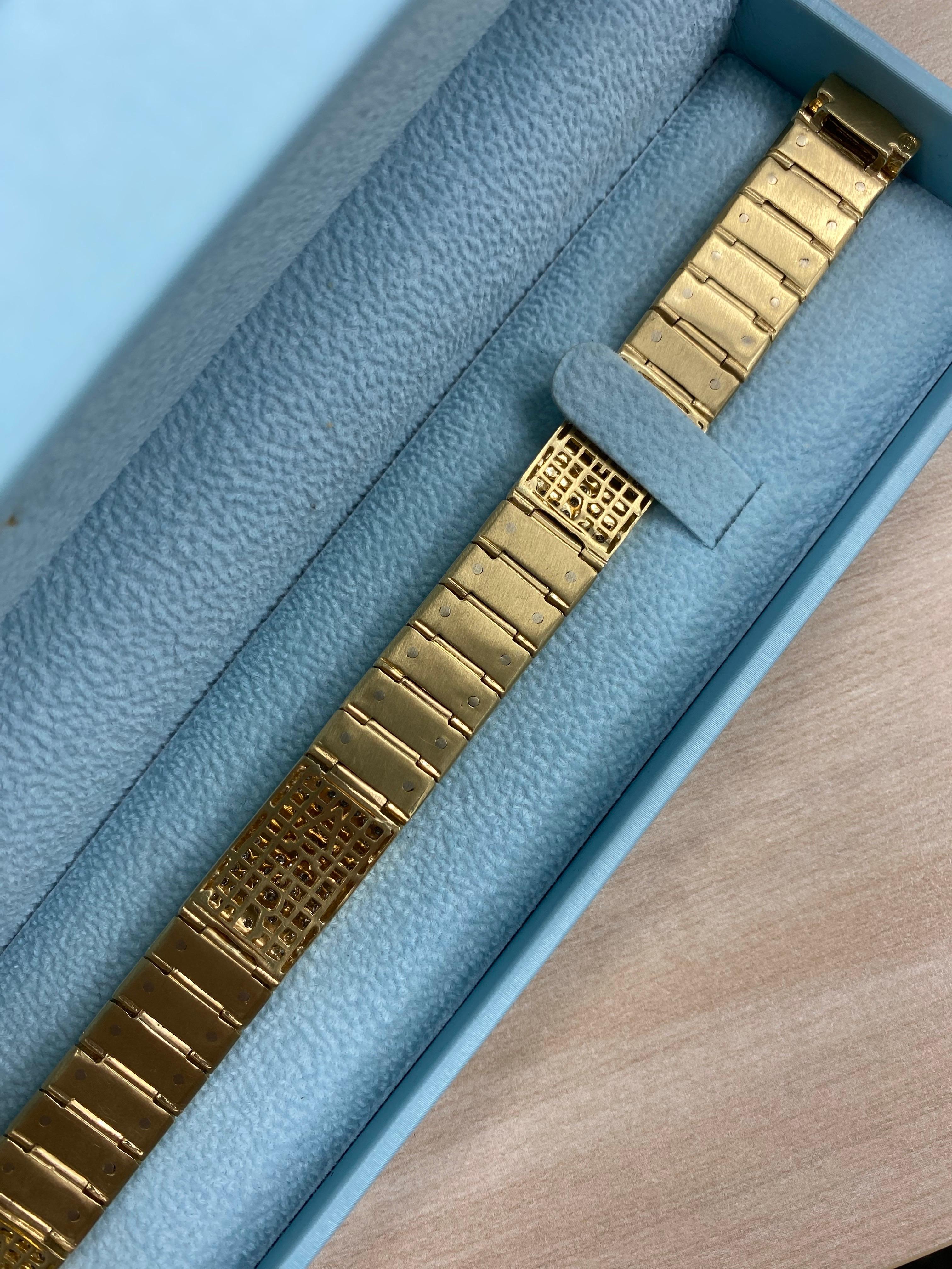 Taille ronde 3,20 carats  Bracelet homme diamant A Link en or jaune massif 14k 46.7 grammes en vente