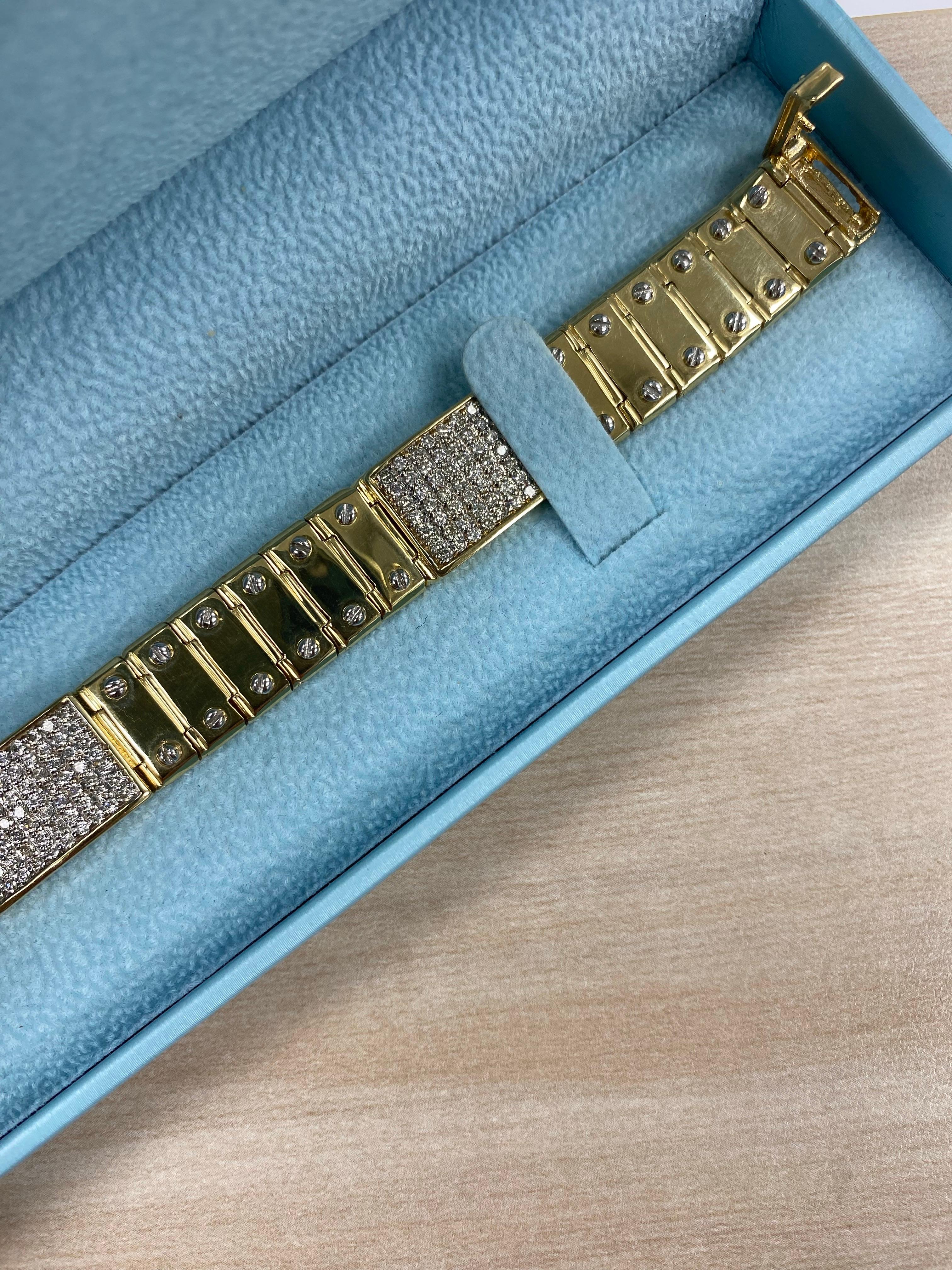 3,20 carats  Bracelet homme diamant A Link en or jaune massif 14k 46.7 grammes Neuf - En vente à New York, NY