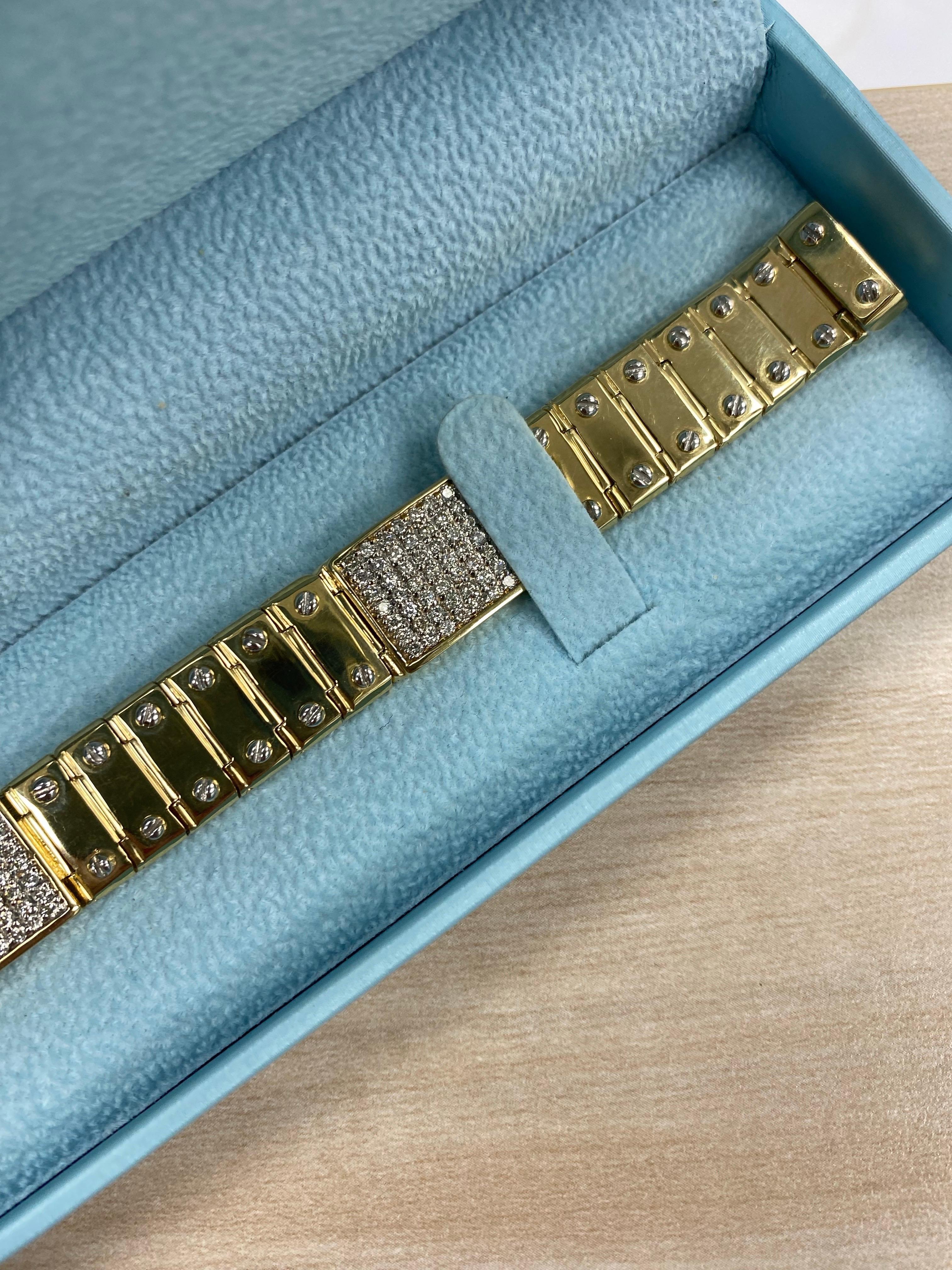 3,20 carats  Bracelet homme diamant A Link en or jaune massif 14k 46.7 grammes Pour hommes en vente