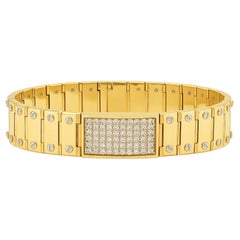 3,20 carats  Bracelet homme diamant A Link en or jaune massif 14k 46.7 grammes