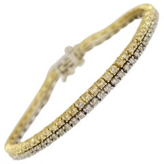 3.20 Carat Double Row Tennis 14 Karat Two-Tone Bracelet