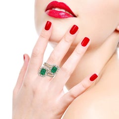 3.20 Carat Emerald Diamond 18 Karat Rose Gold Wrap Ring