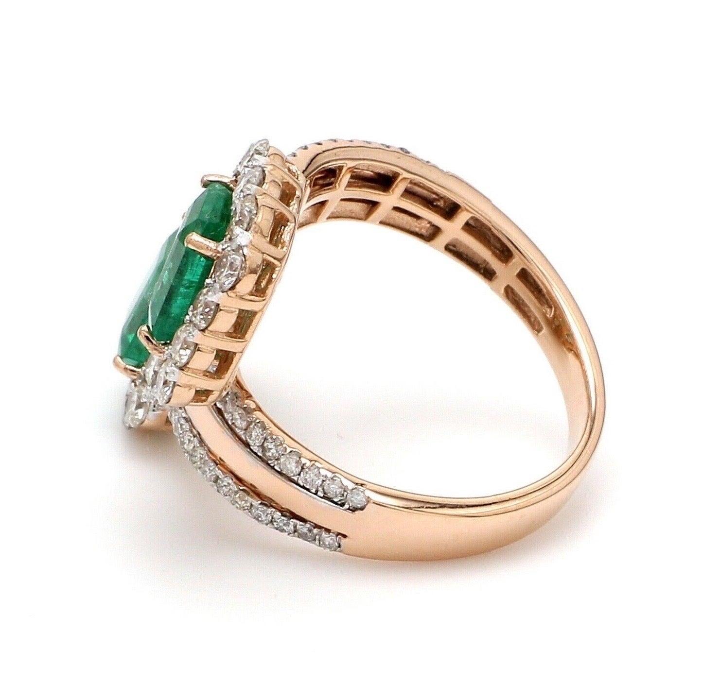 For Sale:  3.20 Carat Emerald Diamond 18 Karat Rose Gold Wrap Ring 4