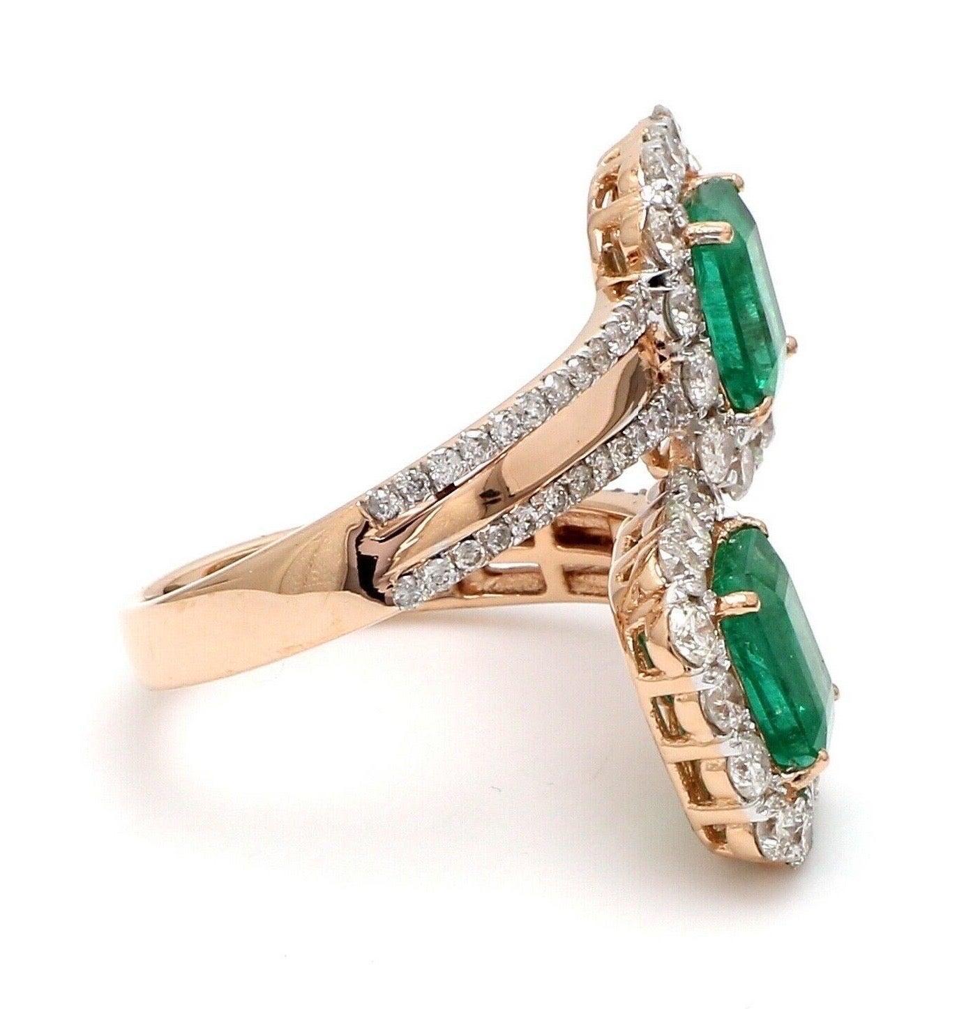 For Sale:  3.20 Carat Emerald Diamond 18 Karat Rose Gold Wrap Ring 5