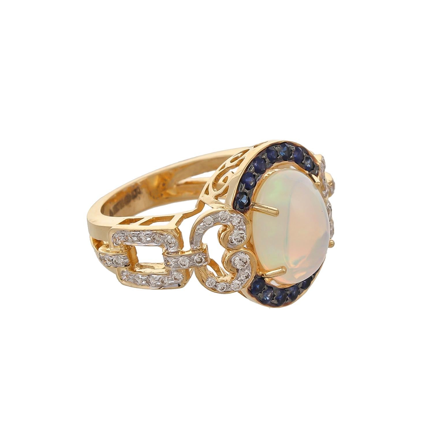 ethiopian opal and diamond ring