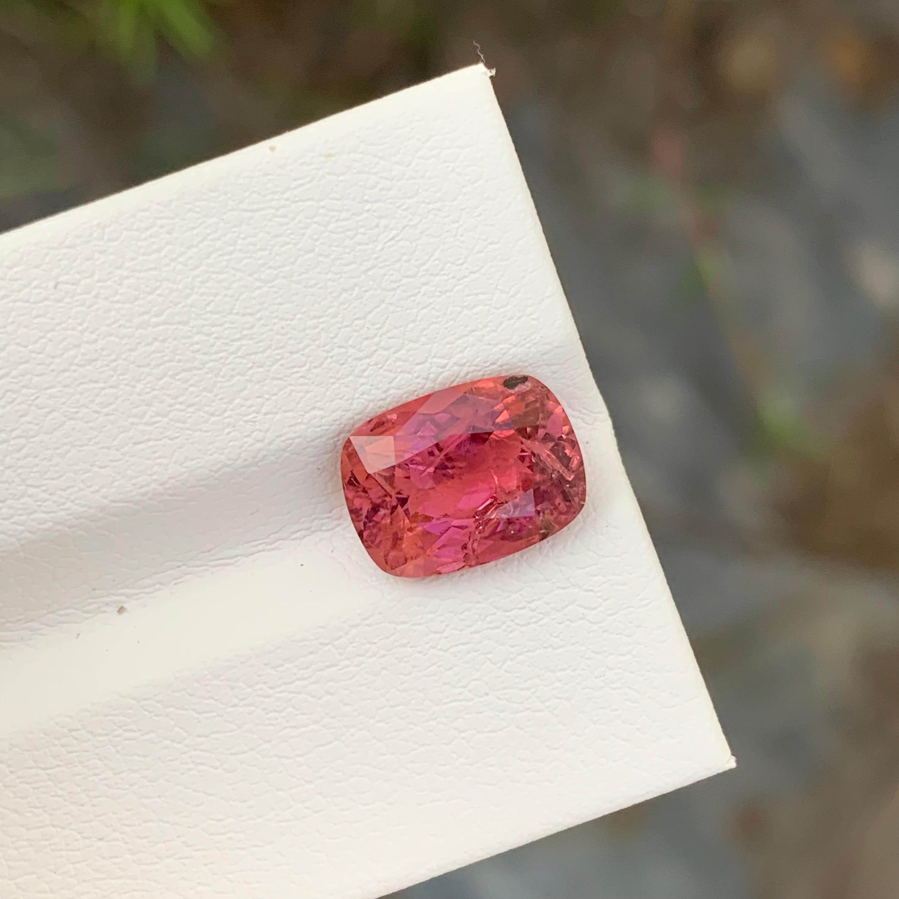 3.20 Carat Faceted Rubellite Tourmaline Cushion Shape Gem From Africa  For Sale 4
