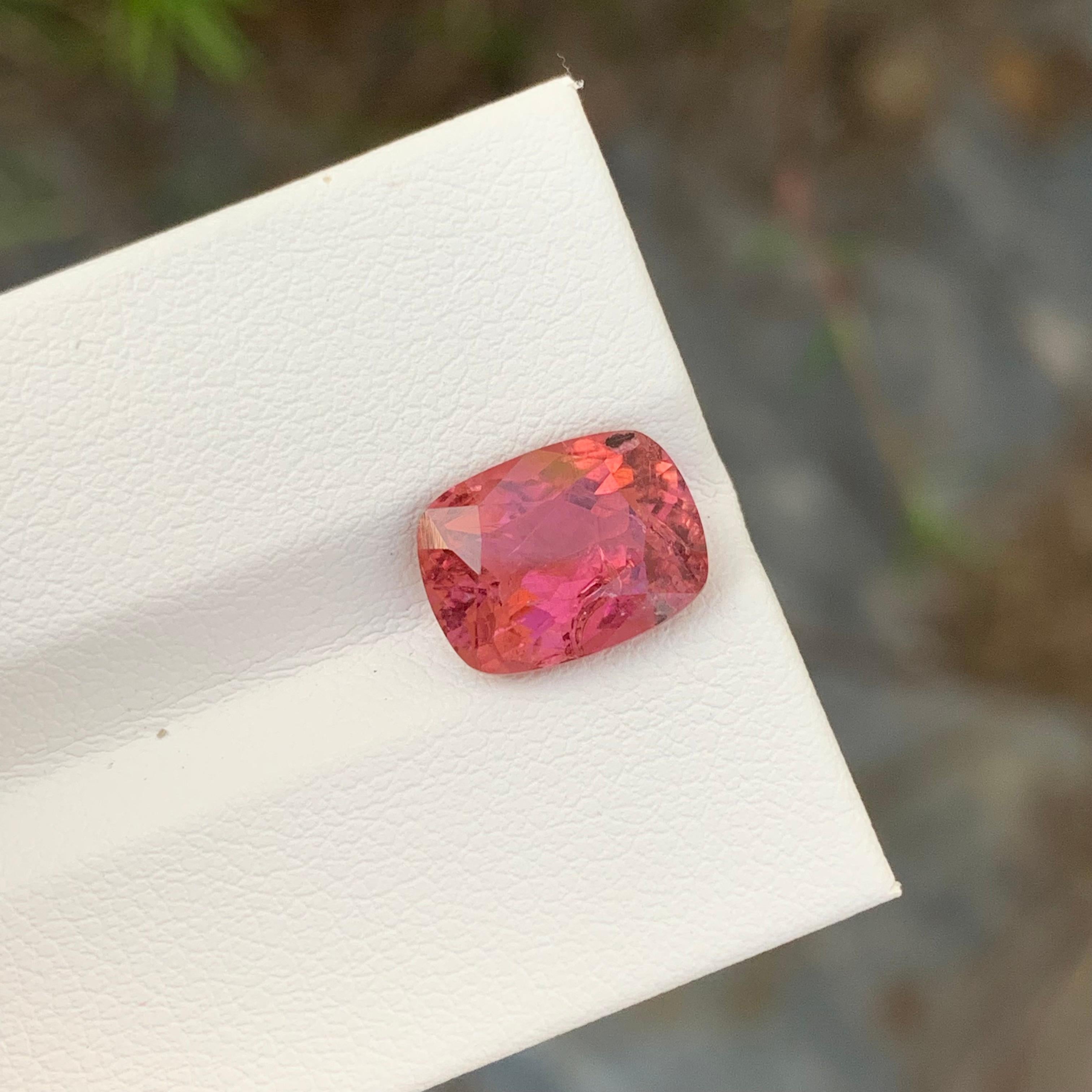 3.20 Carat Faceted Rubellite Tourmaline Cushion Shape Gem From Africa  For Sale 5