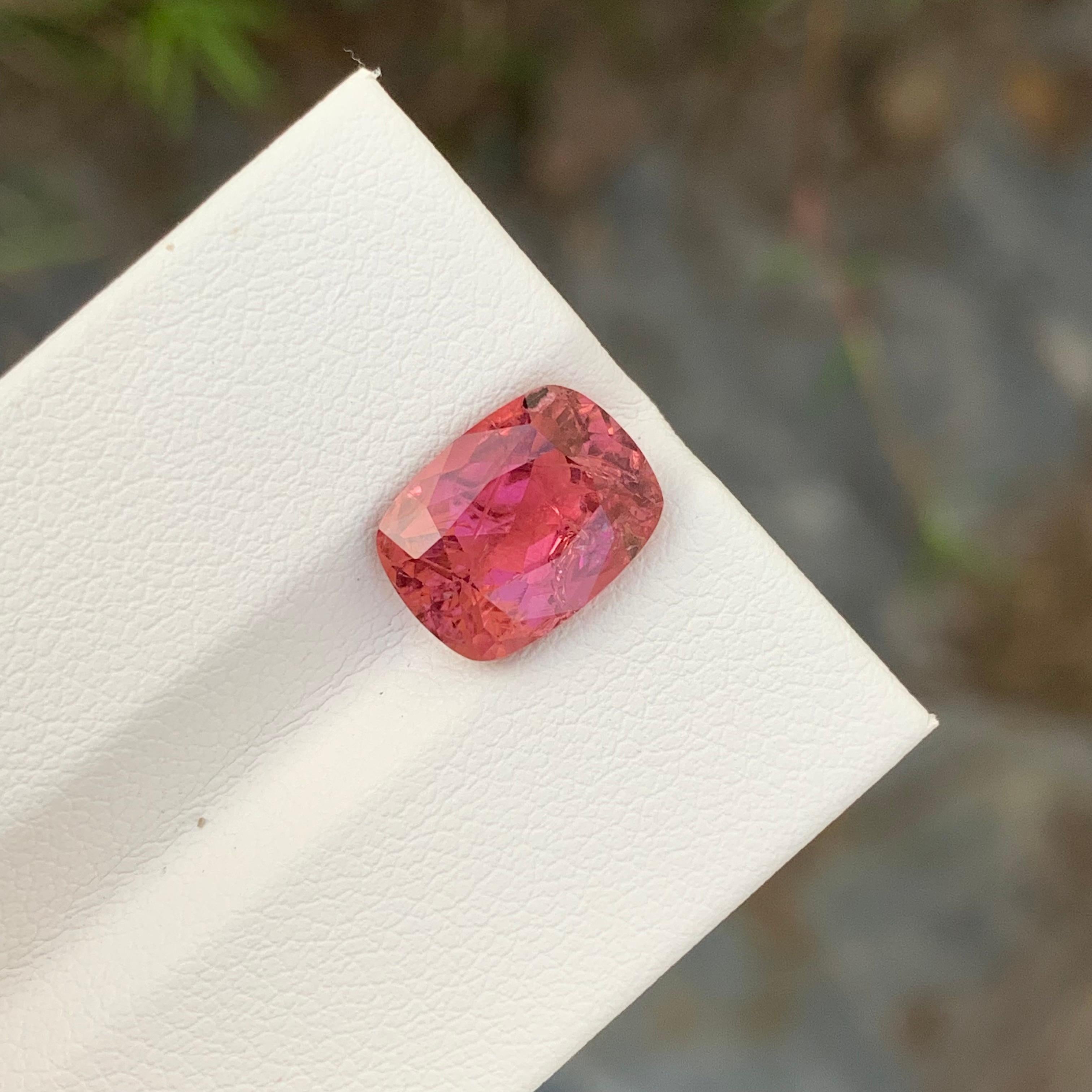 3.20 Carat Faceted Rubellite Tourmaline Cushion Shape Gem From Africa  For Sale 1