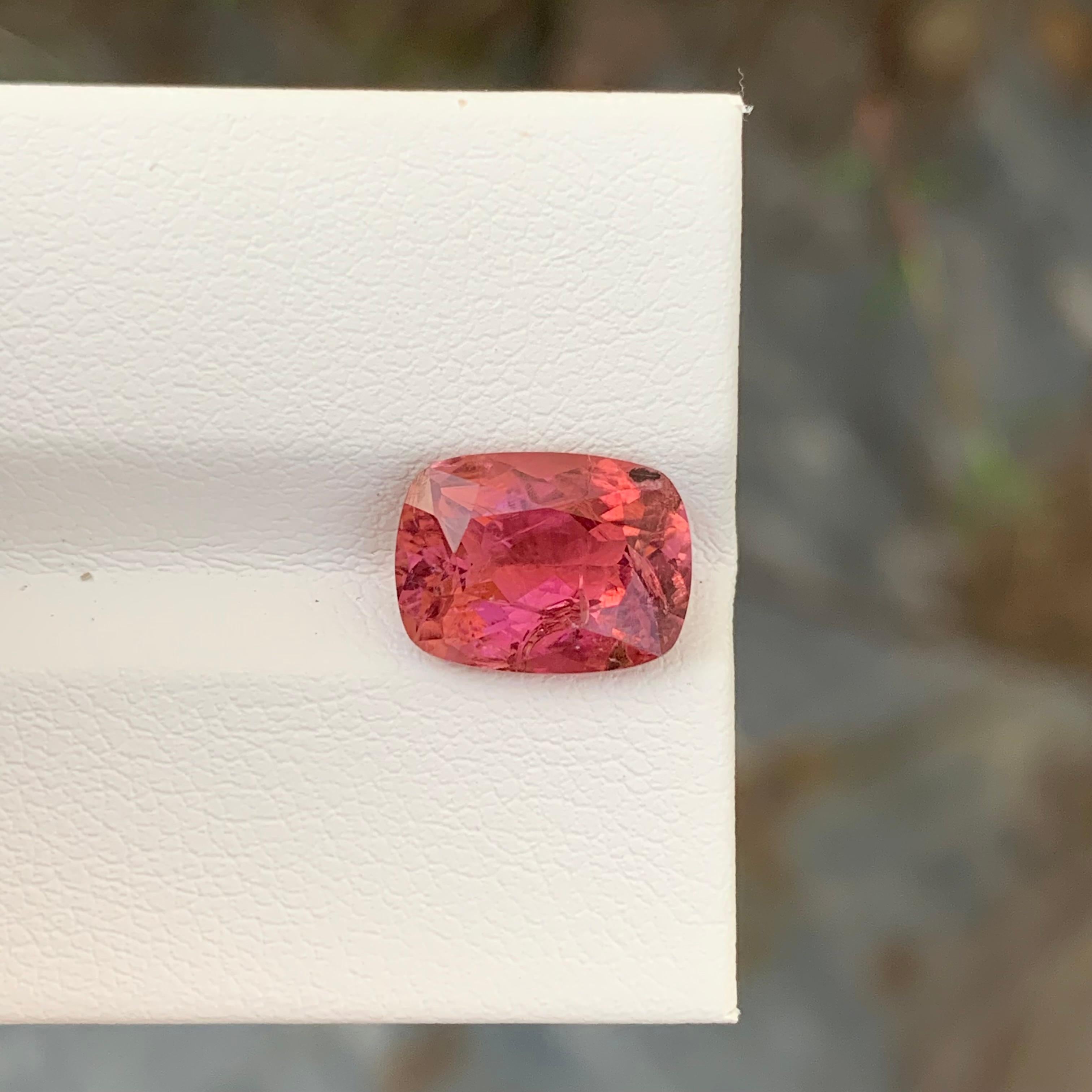 3.20 Carat Faceted Rubellite Tourmaline Cushion Shape Gem From Africa  For Sale 2
