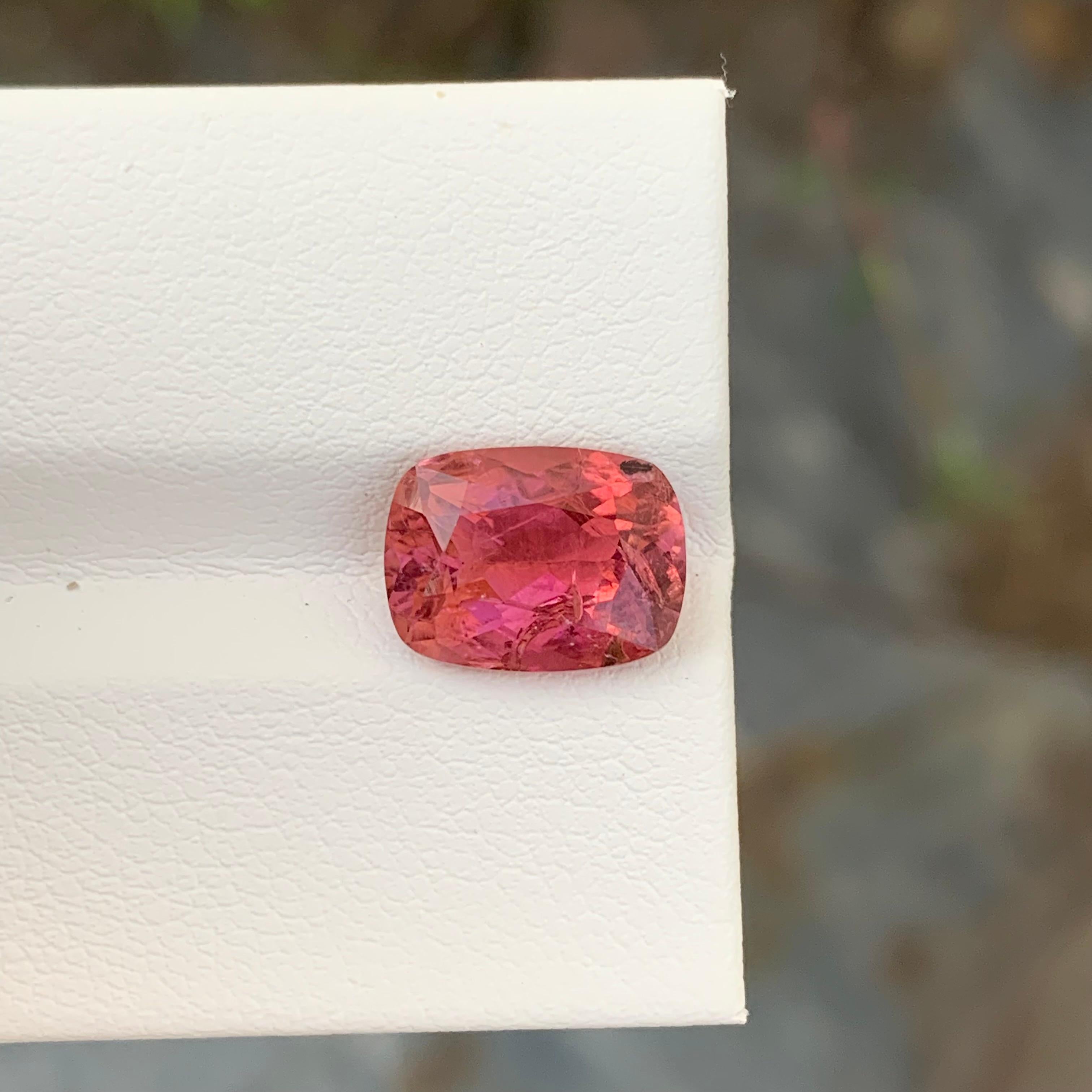 3.20 Carat Faceted Rubellite Tourmaline Cushion Shape Gem From Africa  For Sale 3