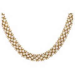 32.0 Carat Flexible 3 Row Diamond Necklace 18 Karat in Stock
