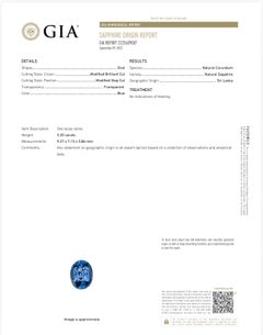 Anillo de tres piedras de platino con diamantes y un zafiro azul de Ceilán de 3,20 quilates certificado por el GIA