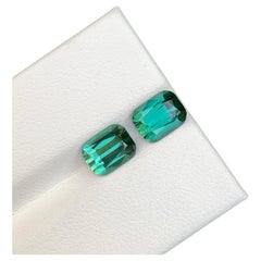 3.20 Carat Loose Bluish Green Tourmaline Pair Cushion Cut Natural Afghan Gems
