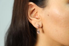 3.20 Carat Morganite Pear Cut Diamond Accents 14K Rose Gold Dangle Earring