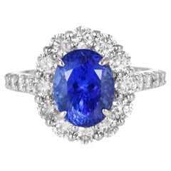 3.20 Carat Natural 'AAA' Tanzanite and Diamond Ring Made in Platinum