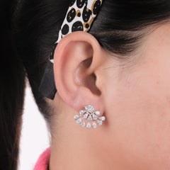 3.20 Carat Natural Diamond 18 Karat White Gold Bridal Stud Earrings Wedding Gift