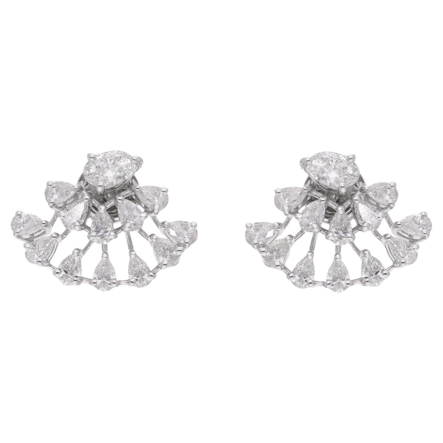 3.20 Carat Natural Diamond 18 Karat White Gold Bridal Stud Earrings Wedding Gift For Sale