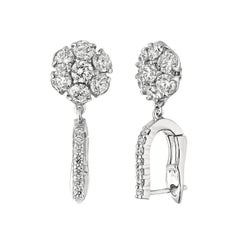 3,20 Karat natürlicher Diamant Blume Tropfenohrringe G SI 14 Karat Weißgold