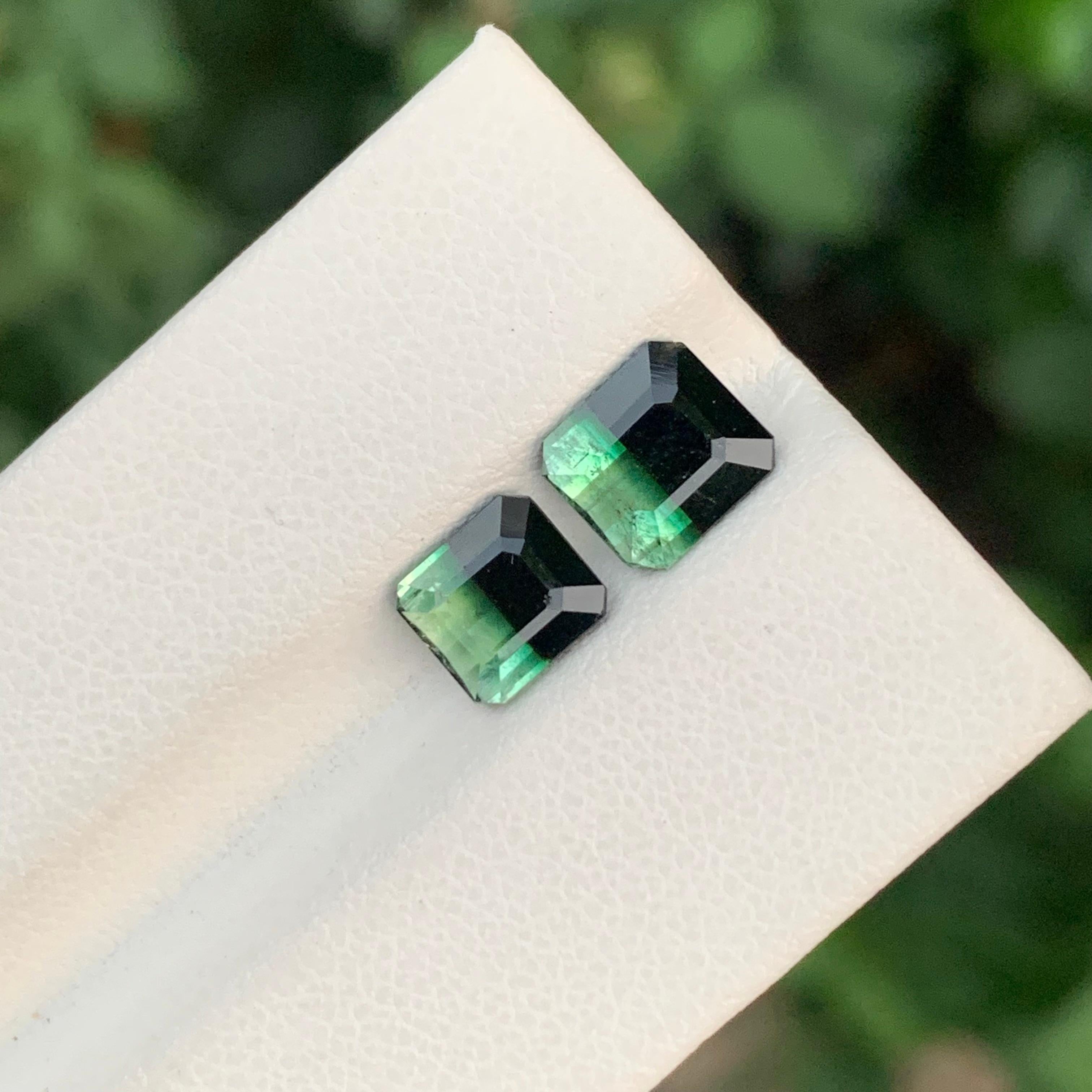 Taglio smeraldo 3,20 Carati Nature Dual Loose Bi Colour Tourmaline Emerald Shape Gemstone in vendita