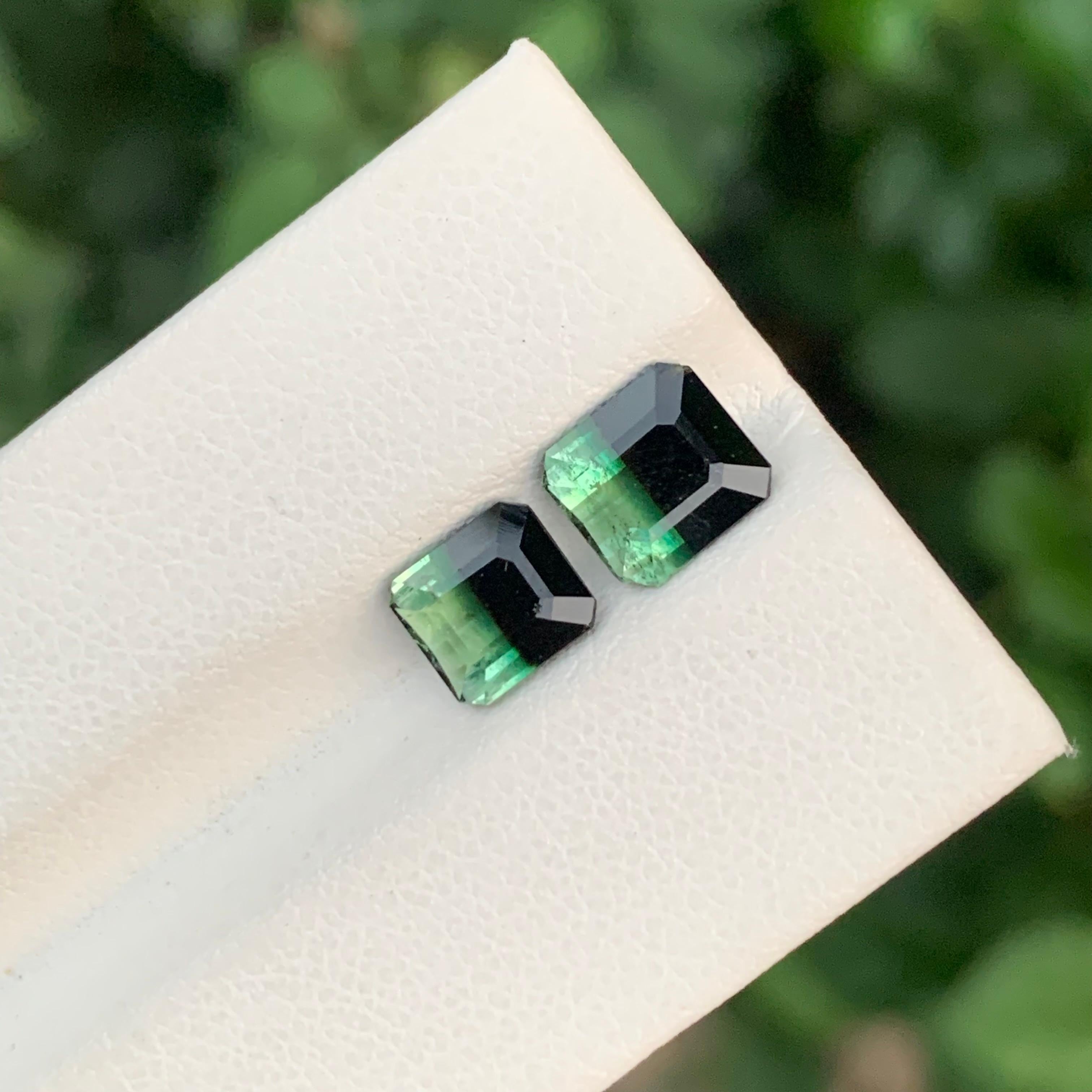3,20 Carati Nature Dual Loose Bi Colour Tourmaline Emerald Shape Gemstone In condizioni Nuovo in vendita a Peshawar, PK