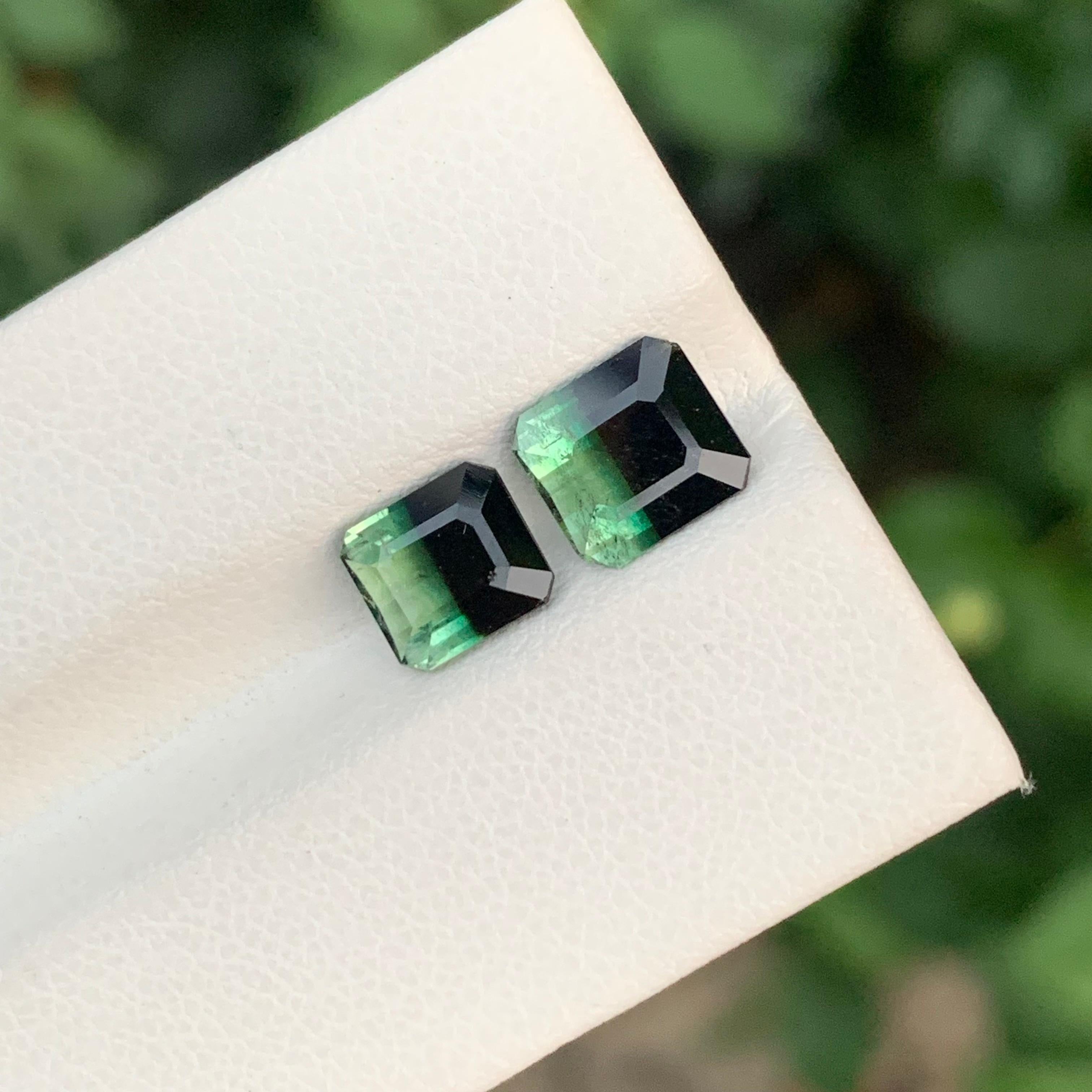 da uomo o donna 3,20 Carati Nature Dual Loose Bi Colour Tourmaline Emerald Shape Gemstone in vendita
