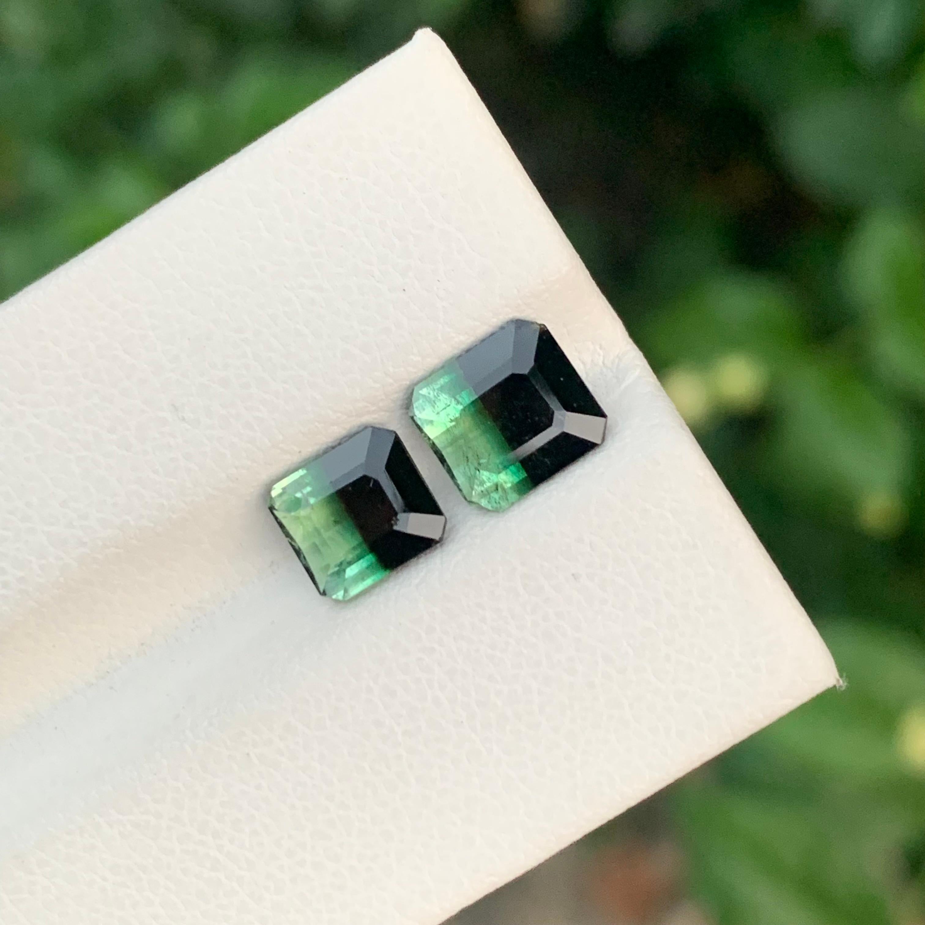 3,20 Carati Nature Dual Loose Bi Colour Tourmaline Emerald Shape Gemstone in vendita 1