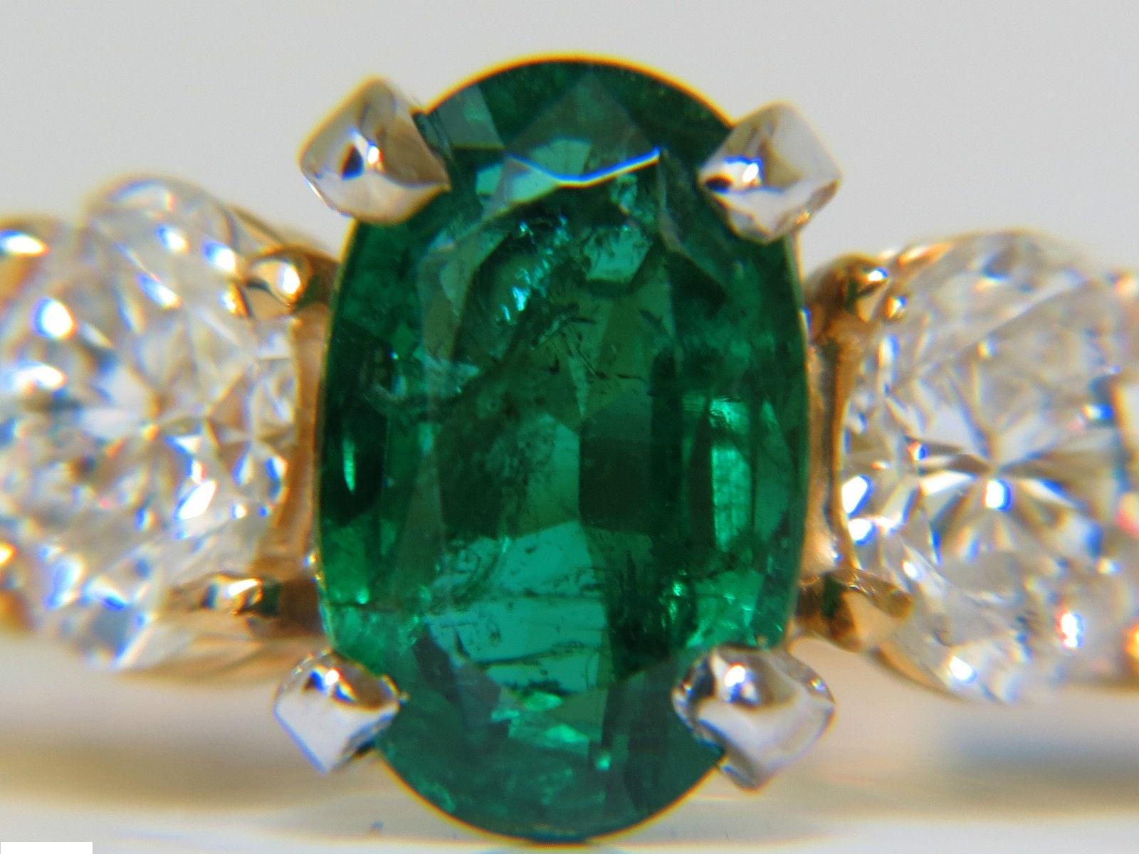 Oval Cut 3.20 Carat Natural Emerald Diamond Ring Classic 3 14 Karat A+ Zambia