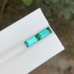 3.20 Carat Natural Loose Blue Green Tourmaline Pair Baguette Shape Gemstone