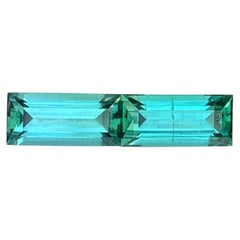 3.20 Carat Natural Loose Blue Green Tourmaline Pair Baguette Shape Gemstone