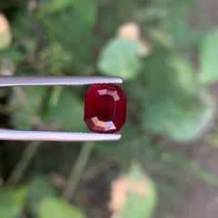 3.20 Carat Natural Loose Bright Red Garnet Stone Cushion Cut African Gemstone